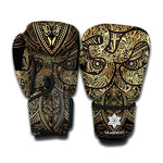 Gold Om Lotus Print Boxing Gloves