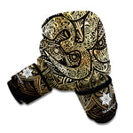 Gold Om Lotus Print Boxing Gloves