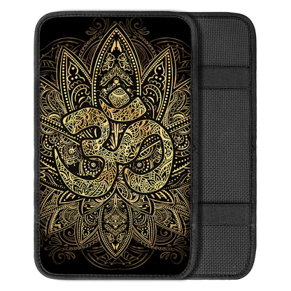 Gold Om Lotus Print Car Center Console Cover