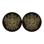 Gold Om Lotus Print Car Coasters