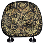 Gold Om Lotus Print Car Headrest Covers