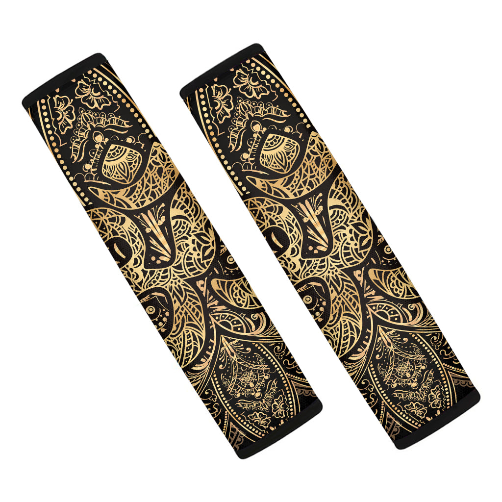 Gold Om Lotus Print Car Seat Belt Covers