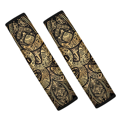Gold Om Lotus Print Car Seat Belt Covers