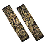 Gold Om Lotus Print Car Seat Belt Covers