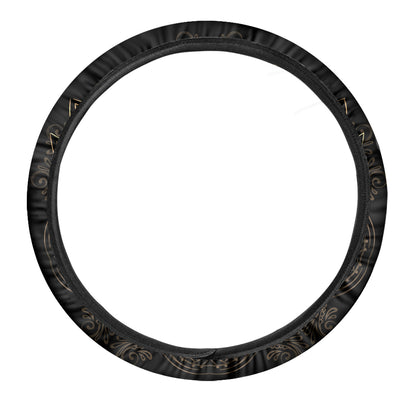 Gold Om Lotus Print Car Steering Wheel Cover