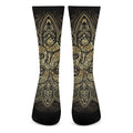 Gold Om Lotus Print Crew Socks