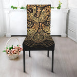 Gold Om Lotus Print Dining Chair Slipcover