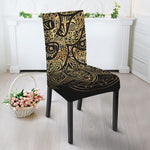 Gold Om Lotus Print Dining Chair Slipcover