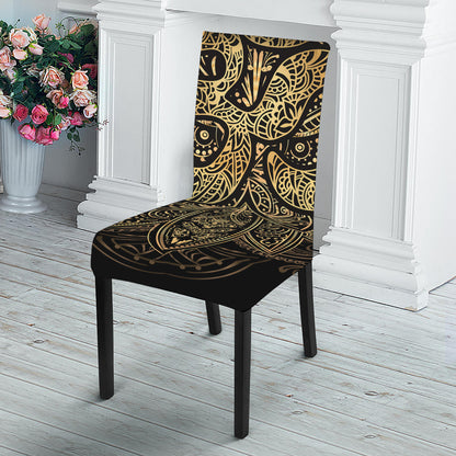 Gold Om Lotus Print Dining Chair Slipcover