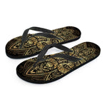 Gold Om Lotus Print Flip Flops