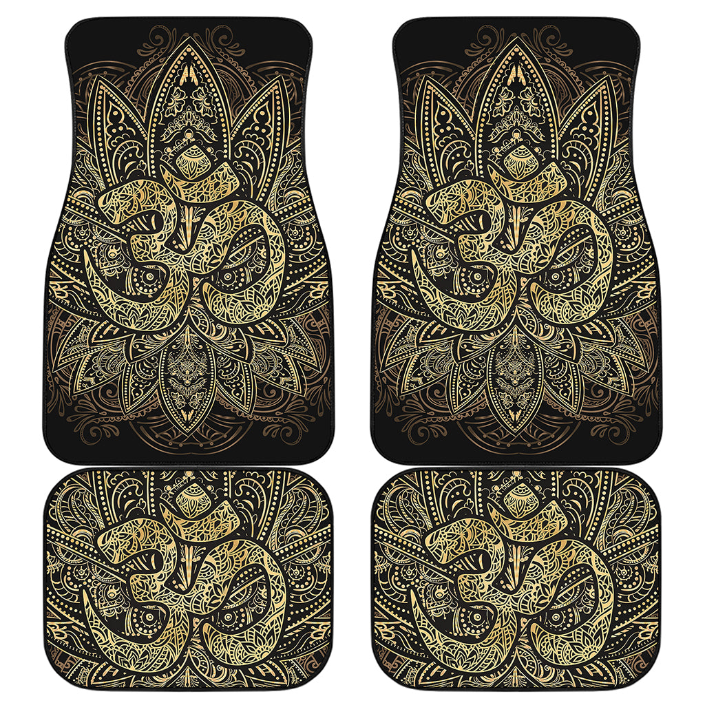 Gold Om Lotus Print Front and Back Car Floor Mats