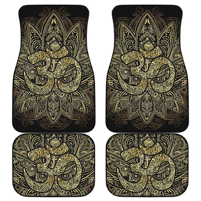 Gold Om Lotus Print Front and Back Car Floor Mats