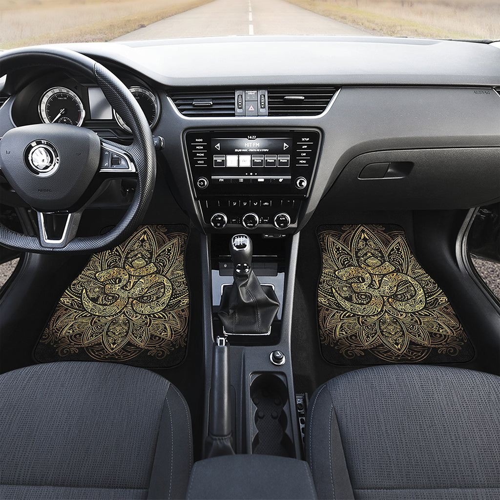 Gold Om Lotus Print Front and Back Car Floor Mats