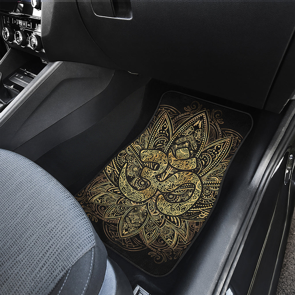 Gold Om Lotus Print Front and Back Car Floor Mats