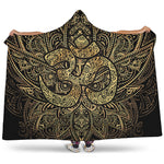 Gold Om Lotus Print Hooded Blanket