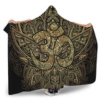 Gold Om Lotus Print Hooded Blanket