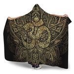 Gold Om Lotus Print Hooded Blanket