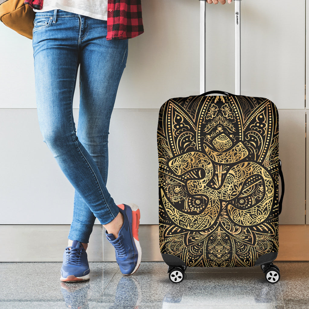 Gold Om Lotus Print Luggage Cover
