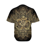Gold Om Lotus Print Men's Baseball Jersey