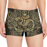 Gold Om Lotus Print Men's Boxer Briefs