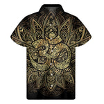 Gold Om Lotus Print Men's Short Sleeve Shirt