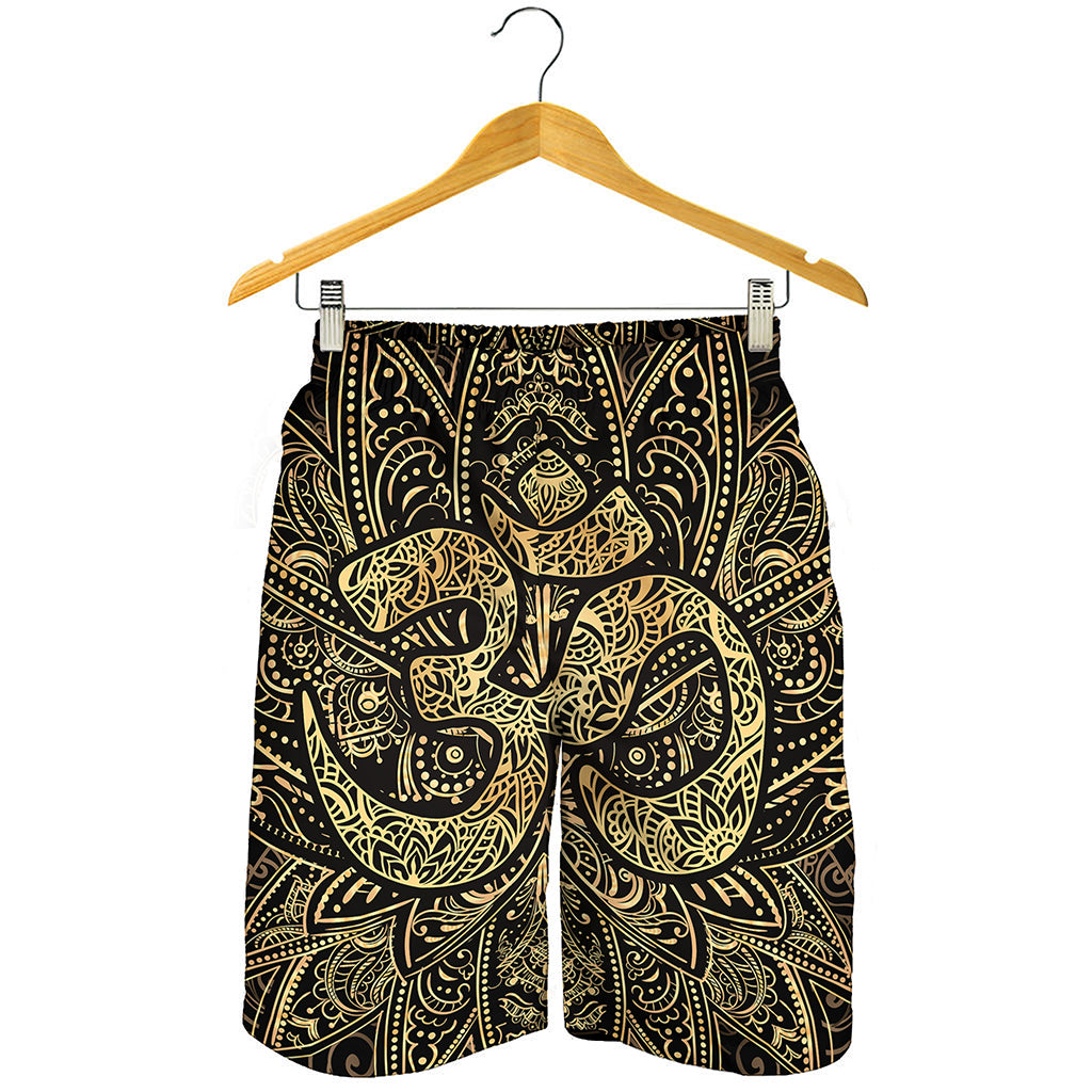 Gold Om Lotus Print Men's Shorts