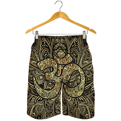 Gold Om Lotus Print Men's Shorts