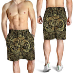 Gold Om Lotus Print Men's Shorts