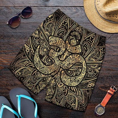 Gold Om Lotus Print Men's Shorts