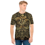 Gold Om Lotus Print Men's T-Shirt