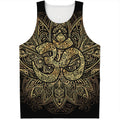 Gold Om Lotus Print Men's Tank Top