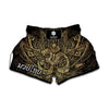 Gold Om Lotus Print Muay Thai Boxing Shorts