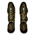 Gold Om Lotus Print Muay Thai Shin Guards