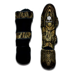 Gold Om Lotus Print Muay Thai Shin Guard