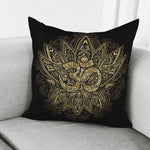 Gold Om Lotus Print Pillow Cover