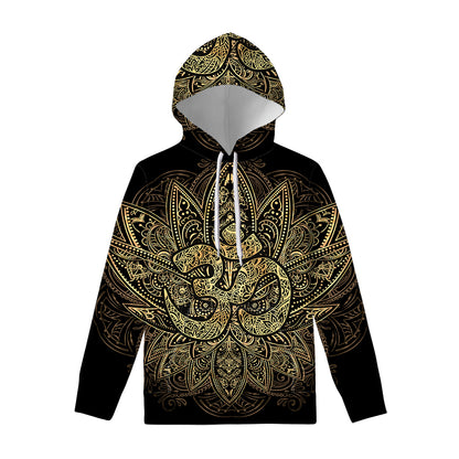 Gold Om Lotus Print Pullover Hoodie