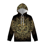 Gold Om Lotus Print Pullover Hoodie