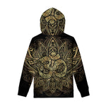 Gold Om Lotus Print Pullover Hoodie