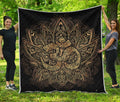 Gold Om Lotus Print Quilt