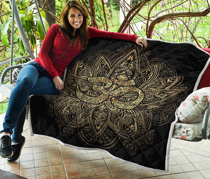 Gold Om Lotus Print Quilt