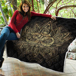 Gold Om Lotus Print Quilt