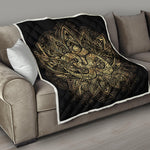 Gold Om Lotus Print Quilt