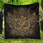 Gold Om Lotus Print Quilt