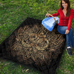 Gold Om Lotus Print Quilt