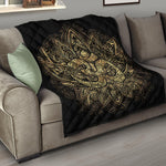 Gold Om Lotus Print Quilt