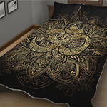 Gold Om Lotus Print Quilt Bed Set