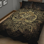 Gold Om Lotus Print Quilt Bed Set