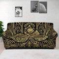 Gold Om Lotus Print Sofa Cover