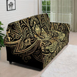 Gold Om Lotus Print Sofa Cover