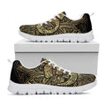 Gold Om Lotus Print White Running Shoes